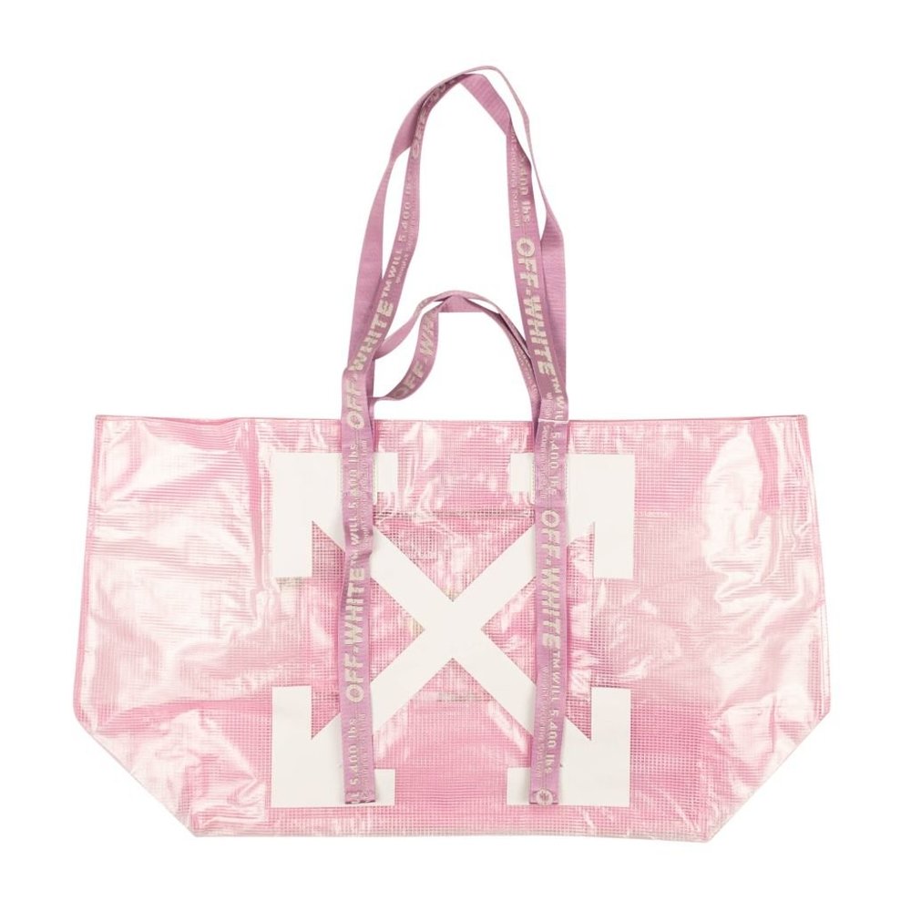New Off-White Virgil Abloh PVC Commercial Tote Bag in Pink - Size OS